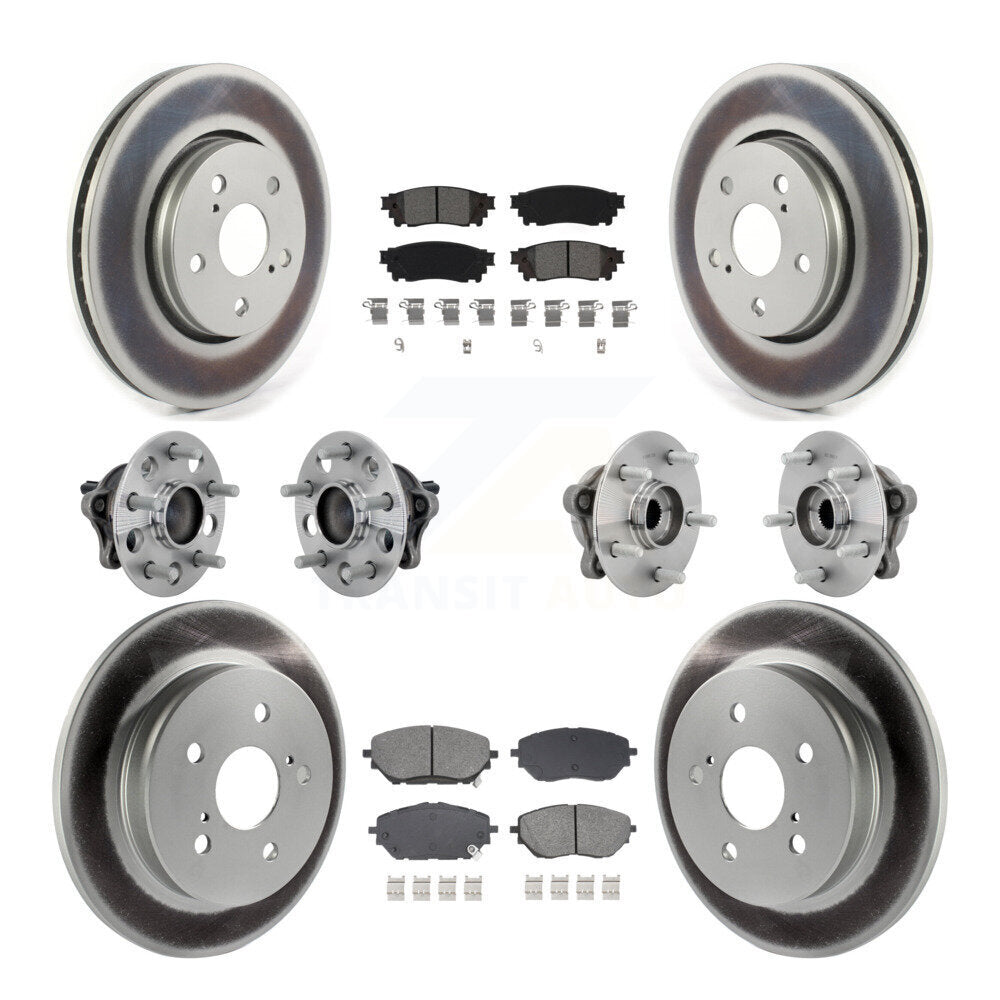 Front Rear Hub Bearings Coated Disc Brake Rotors And Pads Kit (10Pc) For Toyota C-HR KBB-131880