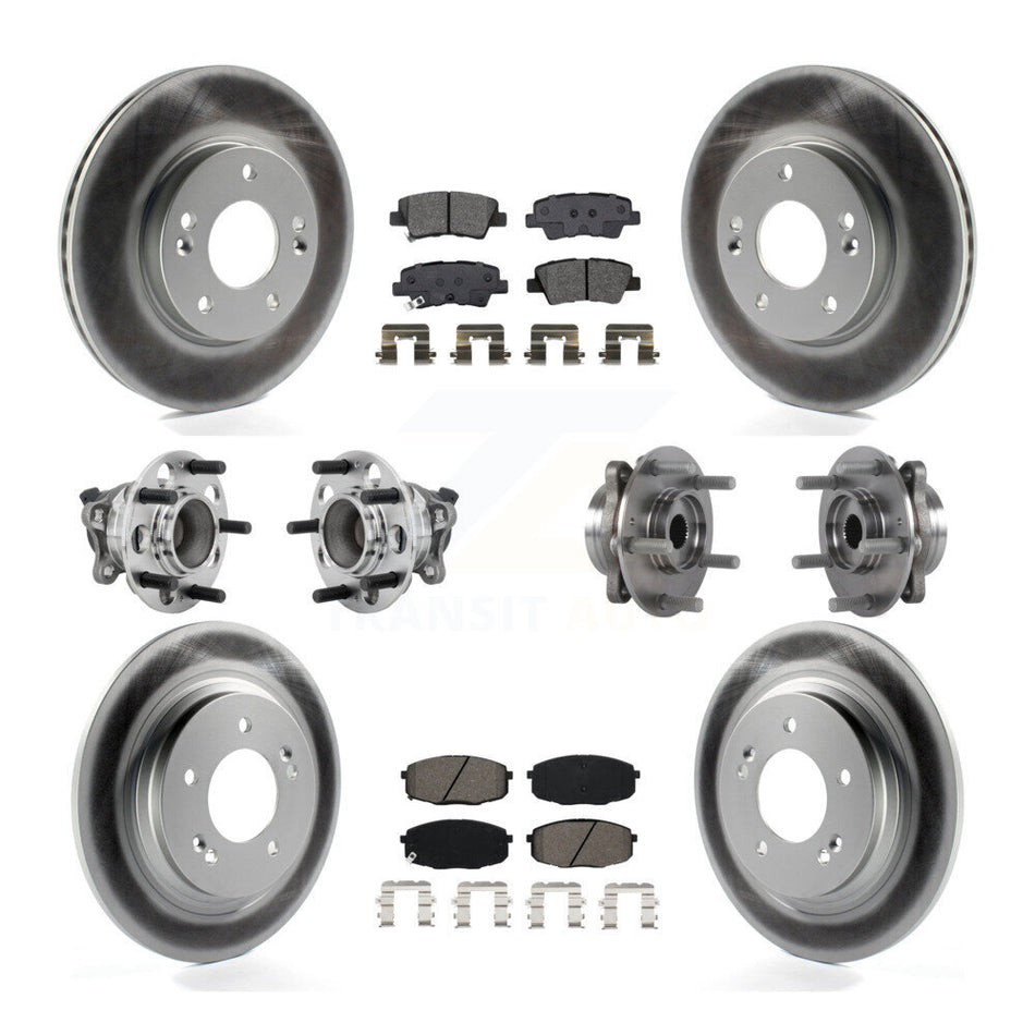 Front Rear Hub Bearing Coated Disc Brake Rotor And Pads Kit (10Pc) For Hyundai Elantra GT KBB-131881