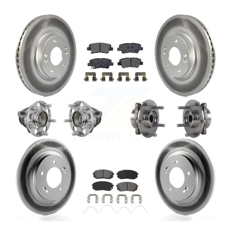 Front Rear Hub Bearing Coated Disc Brake Rotor And Pads Kit (10Pc) For Hyundai Elantra GT KBB-131883