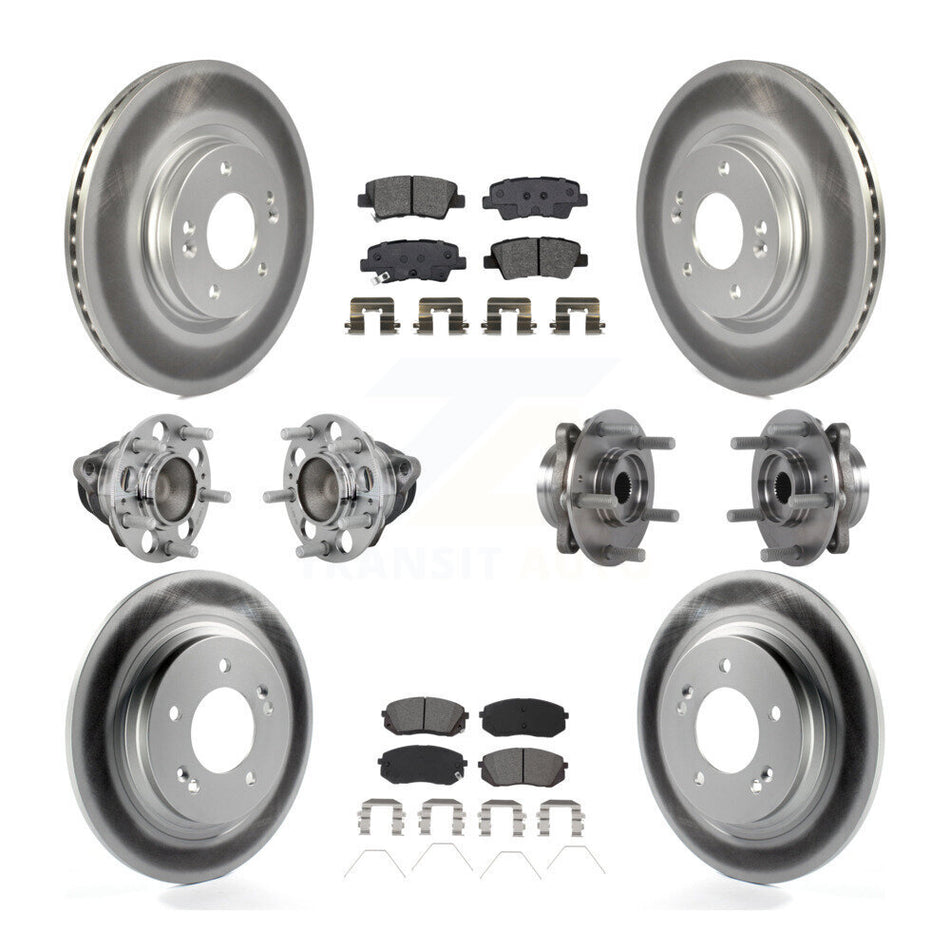 Front Rear Hub Bearing Coated Disc Brake Rotor And Pads Kit (10Pc) For Hyundai Elantra GT KBB-131883