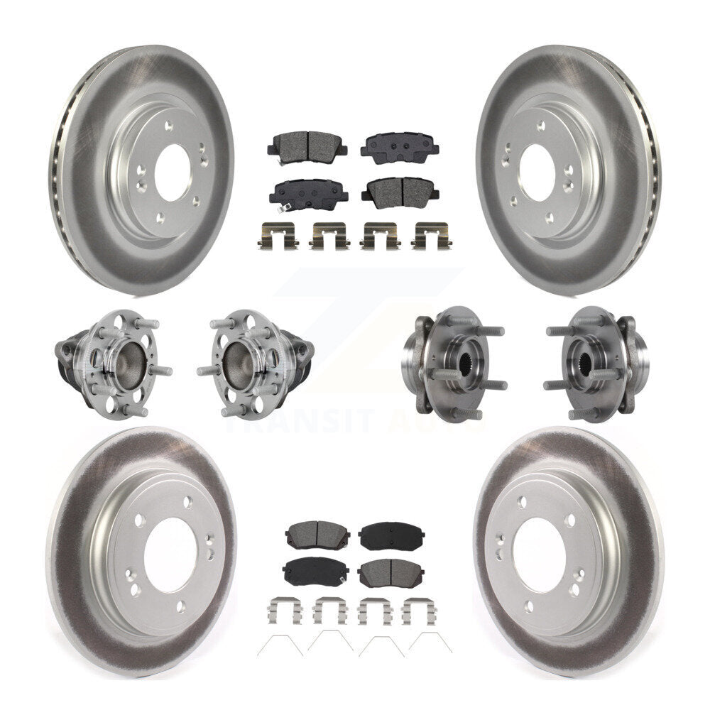 Front Rear Hub Bearing Coated Brake Rotor & Pad Kit (10Pc) For Kia Forte Hyundai Veloster KBB-131885
