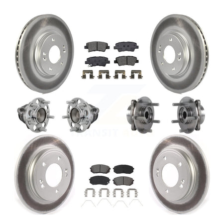 Front Rear Hub Bearing Coated Brake Rotor & Pad Kit (10Pc) For Kia Forte Hyundai Veloster KBB-131885