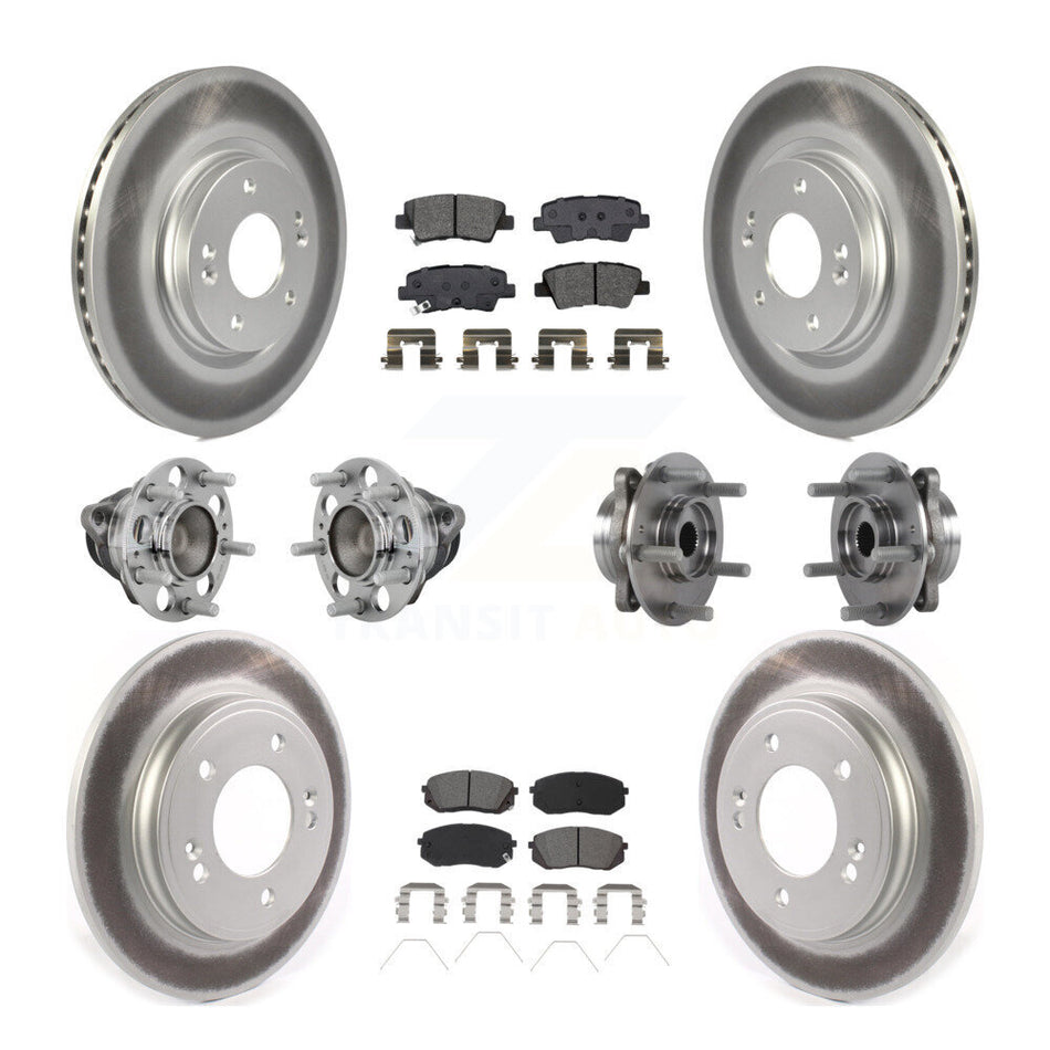 Front Rear Hub Bearing Coated Brake Rotor & Pad Kit (10Pc) For Kia Forte Hyundai Veloster KBB-131885