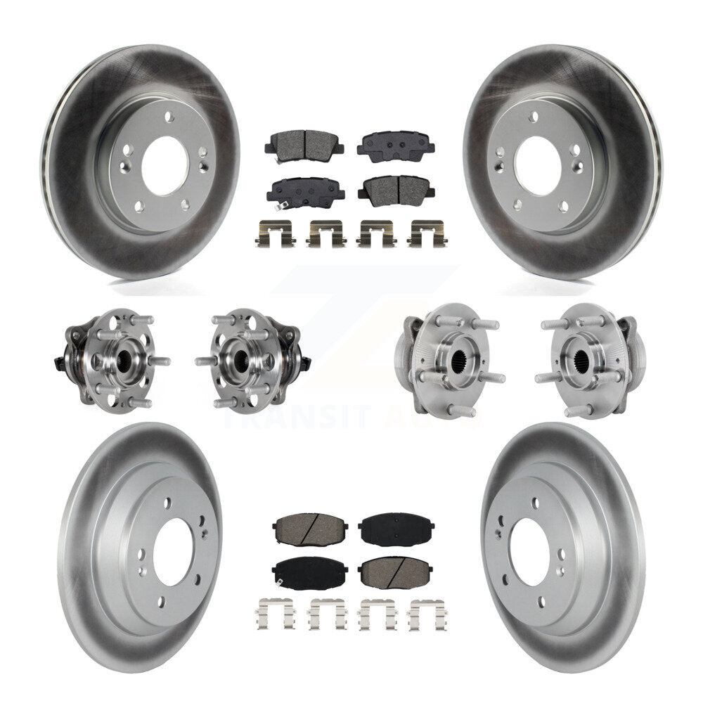 Front Rear Hub Bearing Coat Brake Rotor Pads Kit (10Pc) For 22 Hyundai Kona FWD with 1.6L KBB-131888
