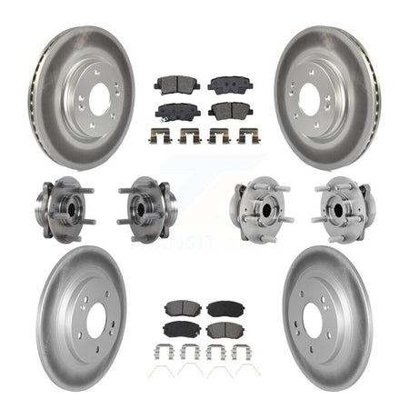 Front Rear Hub Bearing Coated Disc Brake Rotor & Pad Kit (10Pc) For 2022 Hyundai Kona AWD KBB-131890