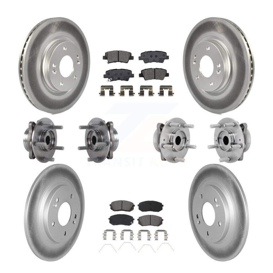 Front Rear Hub Bearing Coated Disc Brake Rotor & Pad Kit (10Pc) For 2022 Hyundai Kona AWD KBB-131890