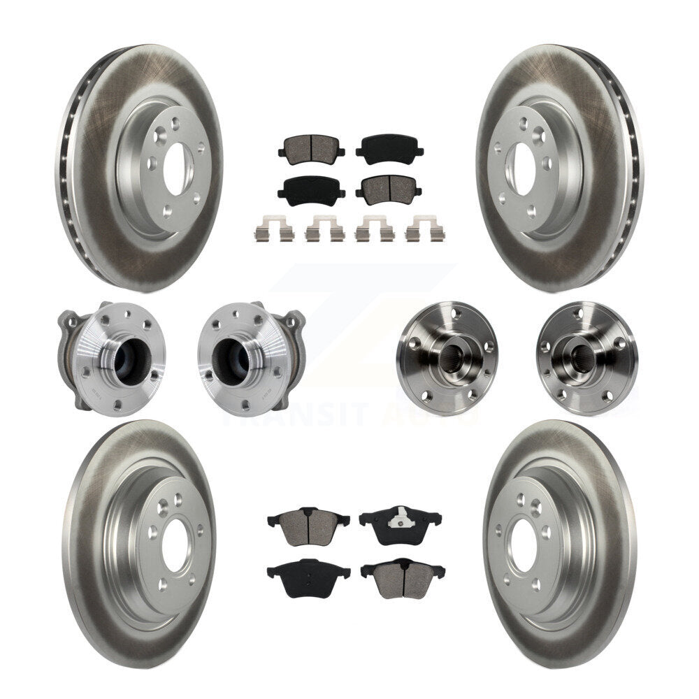 Front Rear Hub Bearing Assembly Coated Disc Brake Rotor And Pads Kit (10Pc) For Volvo V70 KBB-131901