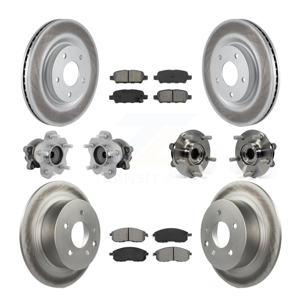 Front Rear Hub Bearings Coated Disc Brake Rotors And Pads Kit (10Pc) For Nissan Juke KBB-131924