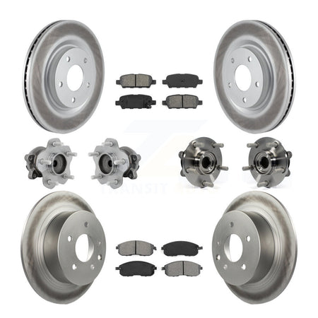 Front Rear Hub Bearings Coated Disc Brake Rotors And Pads Kit (10Pc) For Nissan Juke KBB-131924