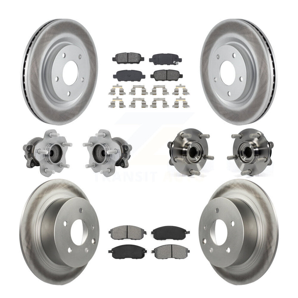 Front Rear Hub Bearings Coated Disc Brake Rotors And Pads Kit (10Pc) For Nissan Juke KBB-131924