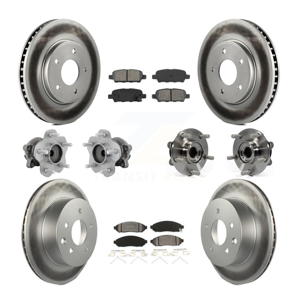 Front Rear Hub Bearing Coated Disc Brake Rotor & Pad Kit (10Pc) For 2011-2012 Nissan LEAF KBB-131925