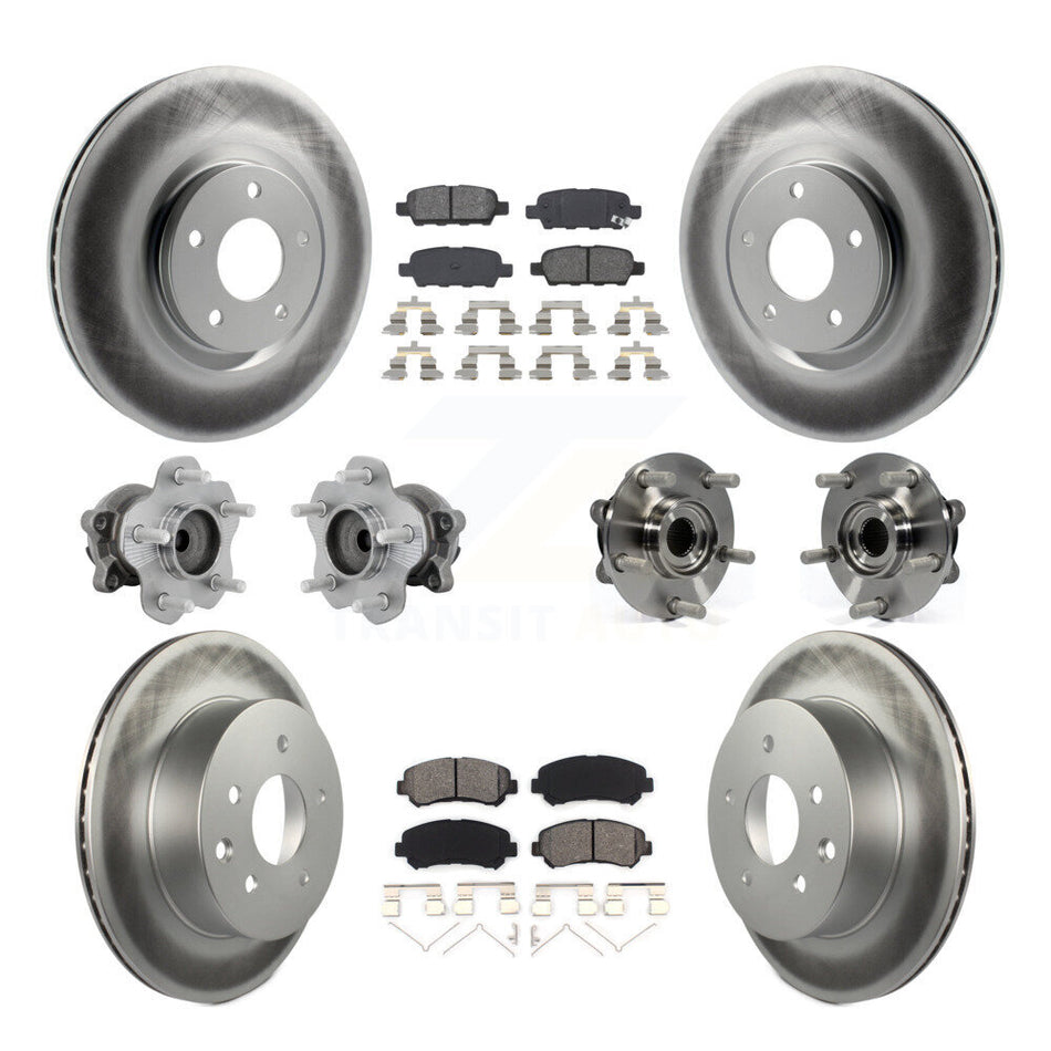 Front Rear Hub Bearing Coat Brake Rotor Pads Kit (10Pc) For Nissan Juke Nismo RS with FWD KBB-131926