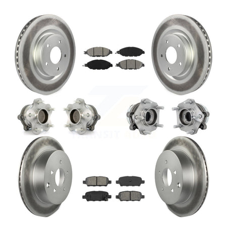 Front Rear Hub Bearing Coated Disc Brake Rotors And Pads Kit (10Pc) For Nissan Murano FWD KBB-131928