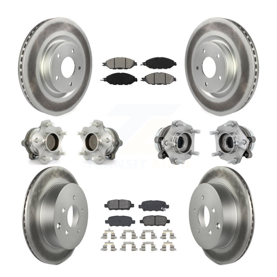 Front Rear Hub Bearing Coated Disc Brake Rotors And Pads Kit (10Pc) For Nissan Murano FWD KBB-131928
