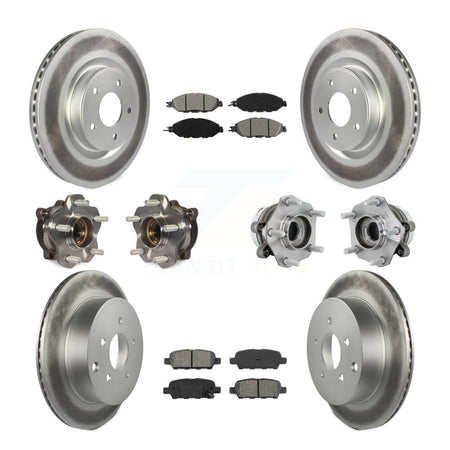 Front Rear Hub Bearing Coated Disc Brake Rotors And Pads Kit (10Pc) For Nissan Murano AWD KBB-131929