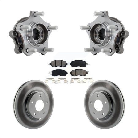 Front Hub Bearing Assembly Coated Disc Brake Rotor & Pads Kit For 2019-2023 Nissan Altima KBB-131958