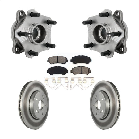 Front Hub Bearing Assembly Coated Disc Brake Rotor & Pad Kit For 2010-2013 Suzuki Kizashi KBB-131959