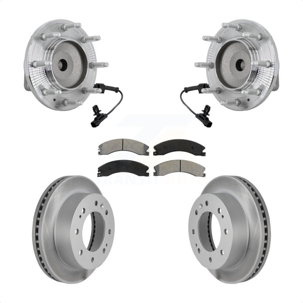 Front Hub Bearing Coat Brake Rotor Pad Kit For GMC Chevrolet Sierra 2500 HD Silverado RWD KBB-131961