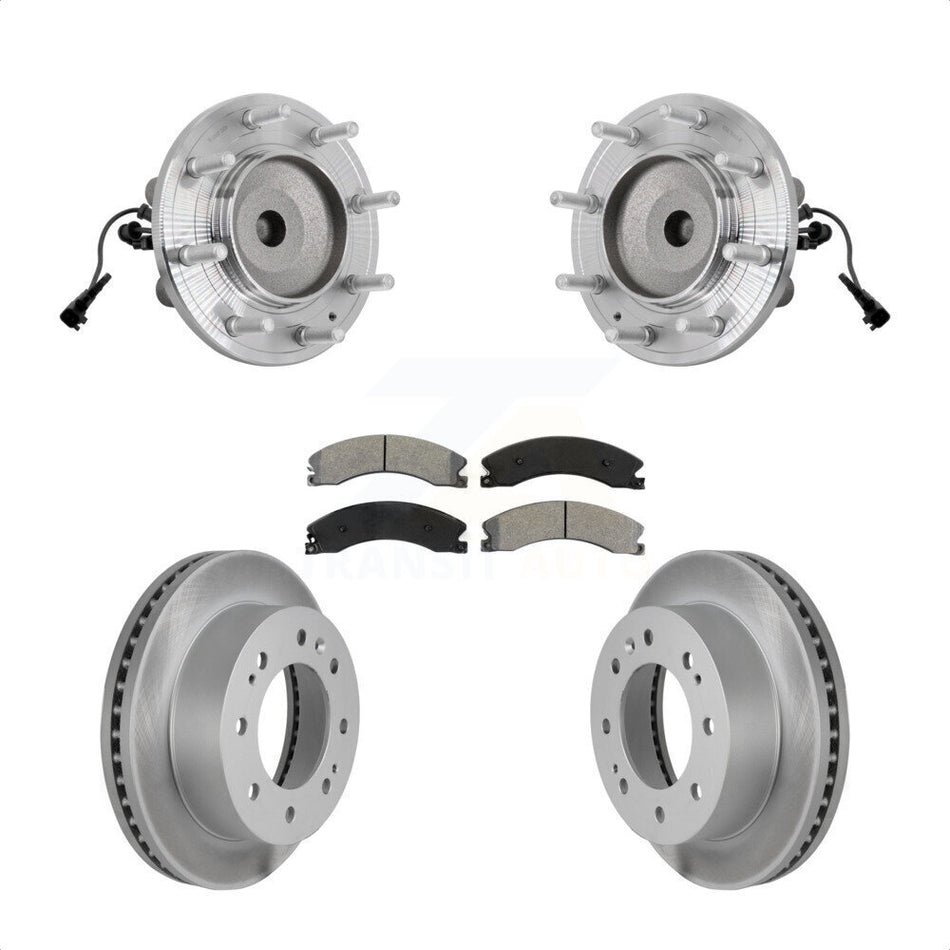 Front Hub Bearing Coat Brake Rotor Pad Kit For GMC Sierra 3500 HD Chevrolet Silverado RWD KBB-131962