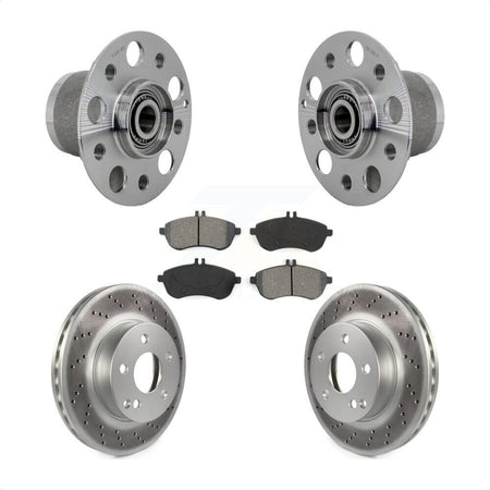 Front Hub Bearing Assembly Coated Disc Brake Rotor & Pads Kit For Mercedes-Benz C300 C250 KBB-131965