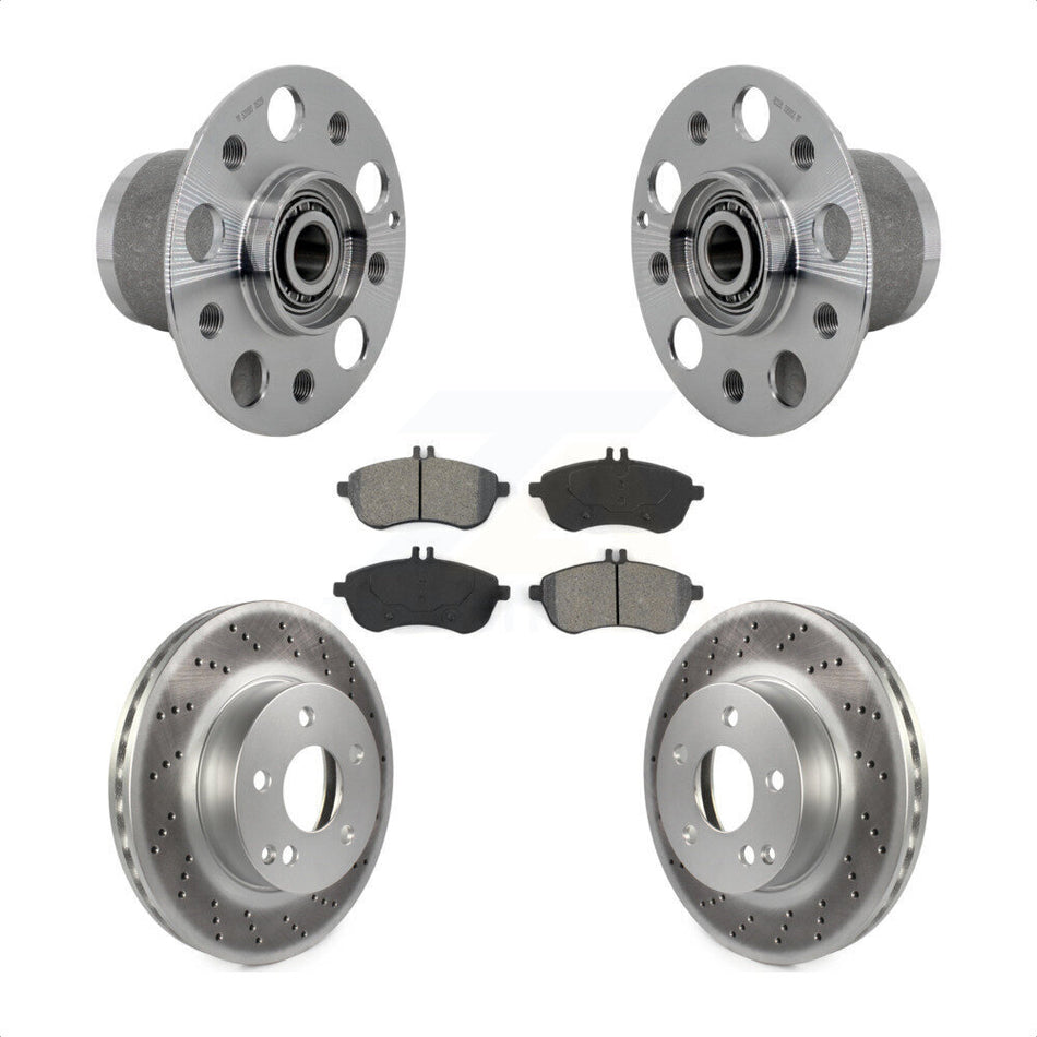 Front Hub Bearing Assembly Coated Disc Brake Rotor & Pads Kit For Mercedes-Benz C300 C250 KBB-131965