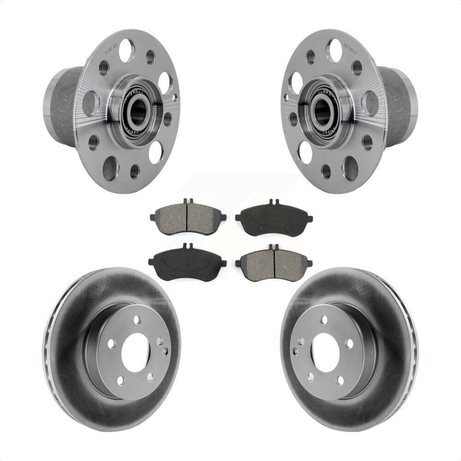 Front Hub Bearing Assembly Coated Disc Brake Rotor & Pads Kit For Mercedes-Benz C300 C250 KBB-131966