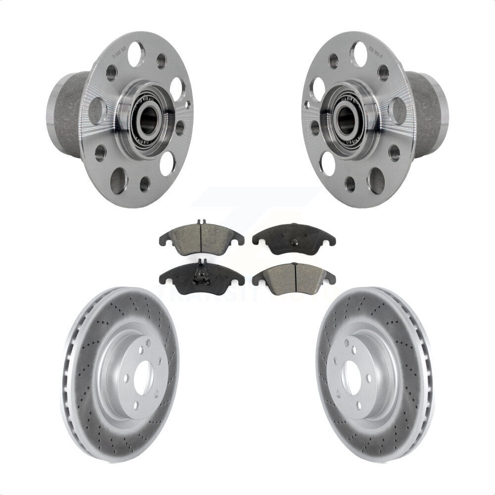 Front Hub Bearing Assembly Coated Disc Brake Rotor & Pads Kit For Mercedes-Benz C250 E550 KBB-131969