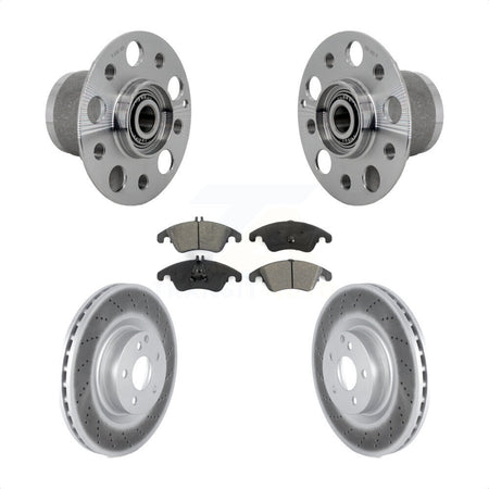Front Hub Bearing Assembly Coated Disc Brake Rotor & Pads Kit For Mercedes-Benz C250 E550 KBB-131969