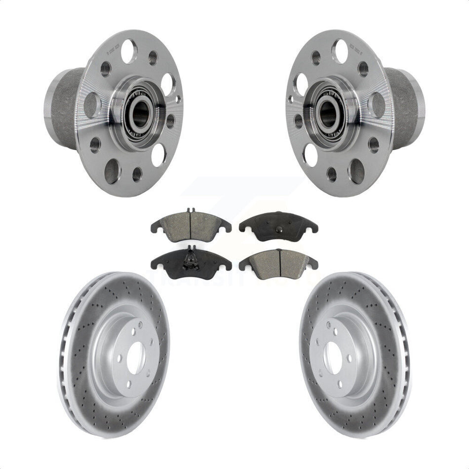 Front Hub Bearing Assembly Coated Disc Brake Rotor & Pads Kit For Mercedes-Benz C250 E550 KBB-131969