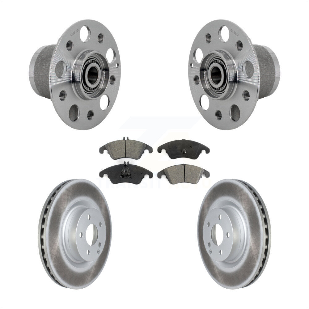 Front Hub Bearing Assembly Coated Disc Brake Rotor & Pads Kit For Mercedes-Benz C250 E550 KBB-131970