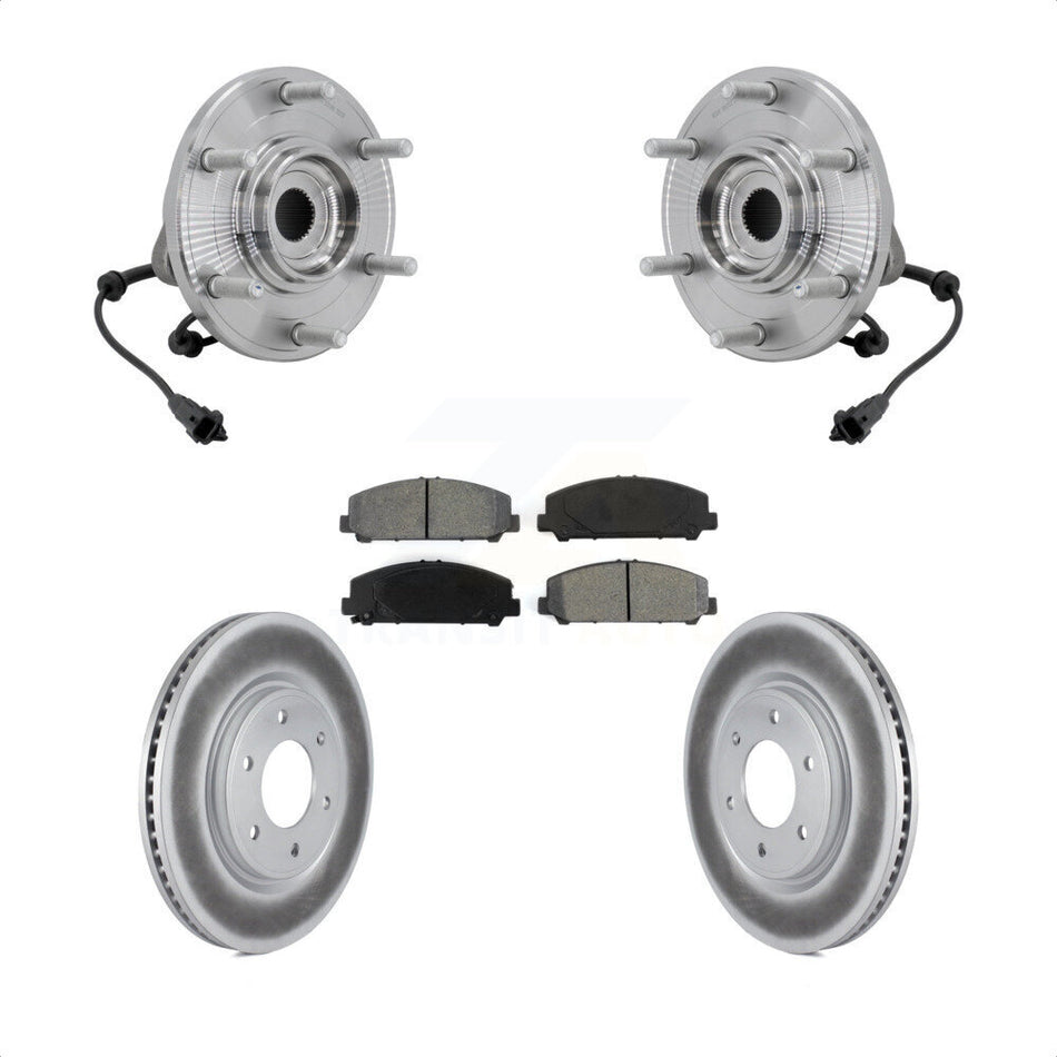 Front Hub Bearing Assembly Coated Disc Brake Rotor Pad Kit For 2017-2023 Nissan TITAN 4WD KBB-131972