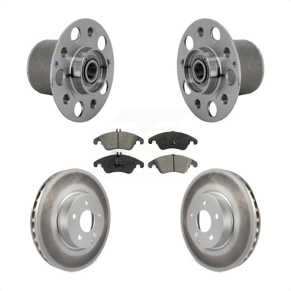 Front Hub Bearing Assembly Coated Brake Rotor & Pads Kit For Mercedes-Benz E350 E400 E250 KBB-131976