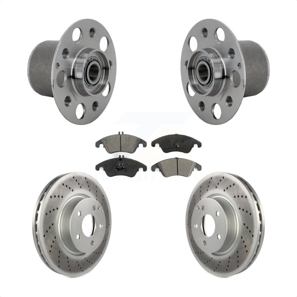 Front Hub Bearing Assembly Coated Brake Rotor & Pads Kit For Mercedes-Benz E350 E400 E250 KBB-131977