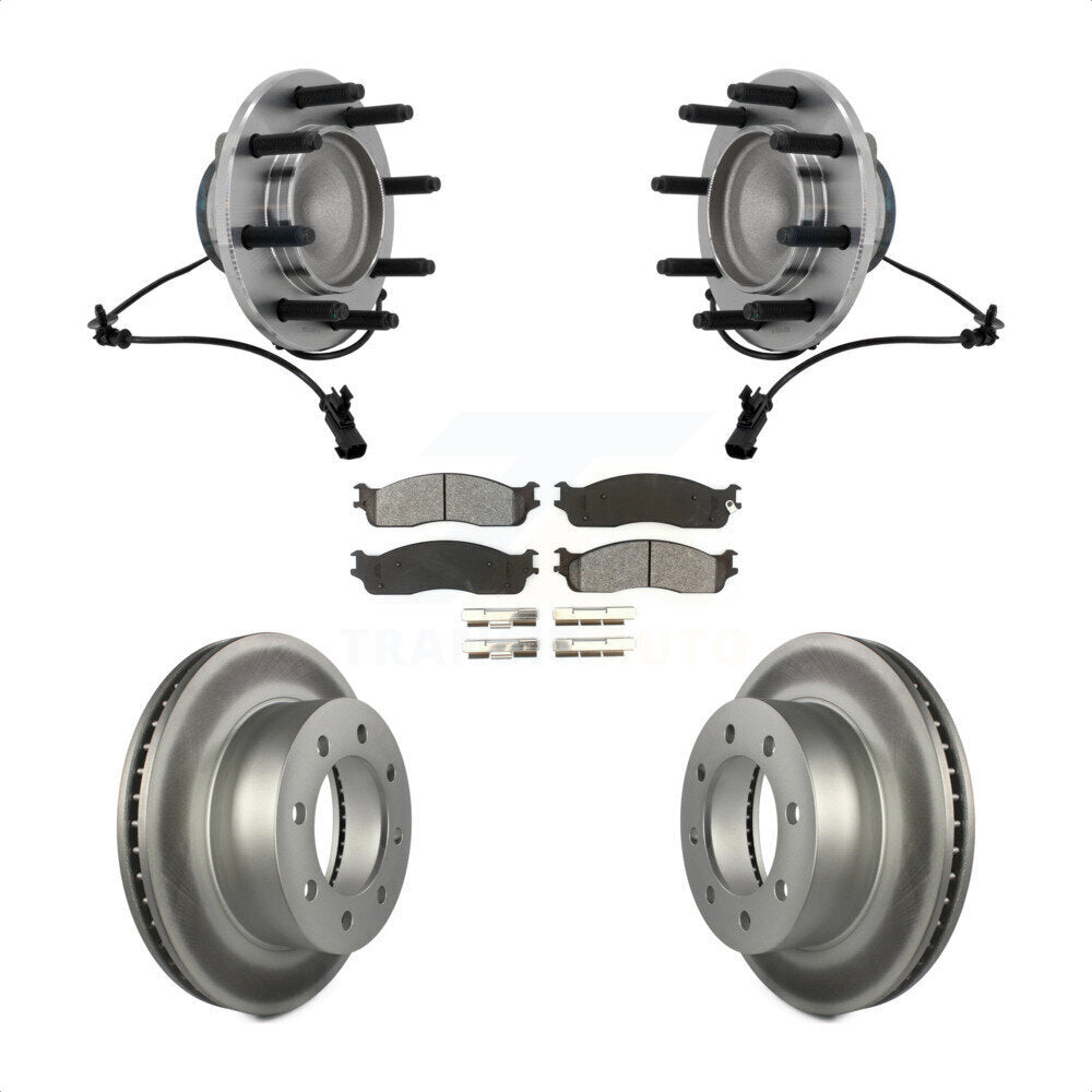 Front Hub Bearing Assembly Coated Disc Brake Rotor & Pad Kit For Dodge Ram 1500 3500 2500 KBB-131980
