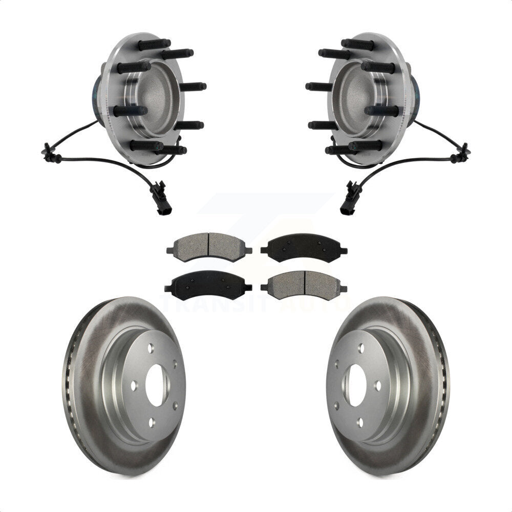 Front Hub Bearing Coat Brake Rotor Pad Kit For 2007-2008 Dodge Ram 1500 With 8 Lug Wheels KBB-131981