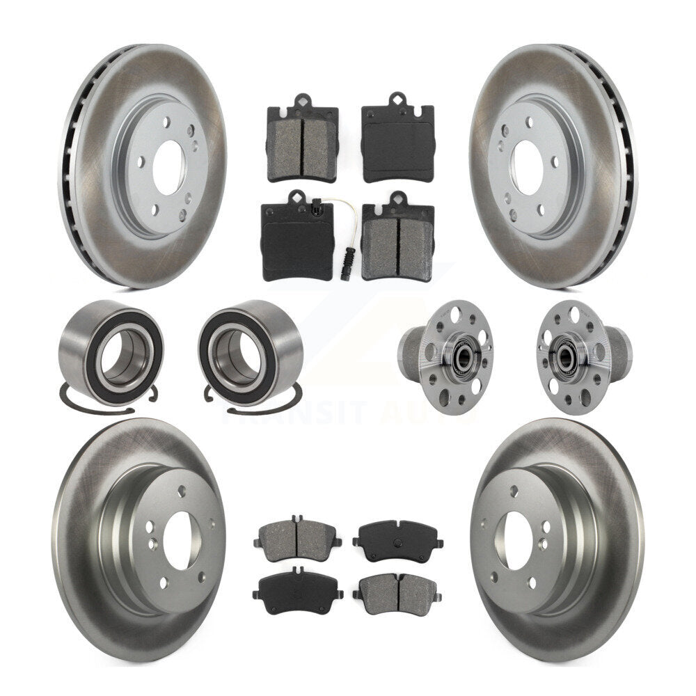 Front Rear Hub Bearing Coated Brake Rotor Pads Shoe Kit (10Pc) For Mercedes-Benz C350 RWD KBB-131992