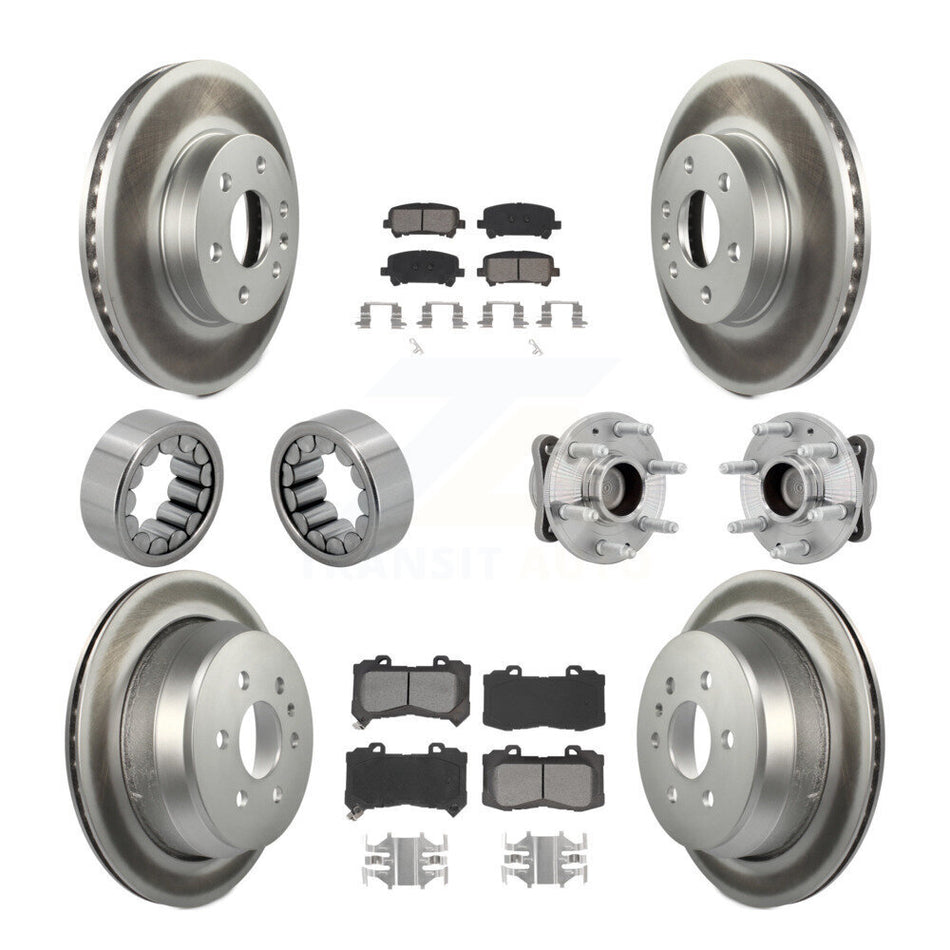 Front Rear Hub Bearing Coated Brake Rotor Pads Shoe Kit (10Pc) For Chevrolet Colorado GMC KBB-131993
