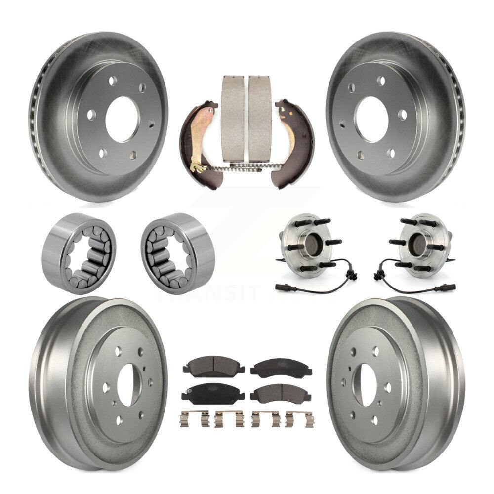 Front Rear Hub Bearing Coated Disc Brake Rotor & Pads Shoe Kit (10Pc) For GMC Sierra 1500 KBB-131996