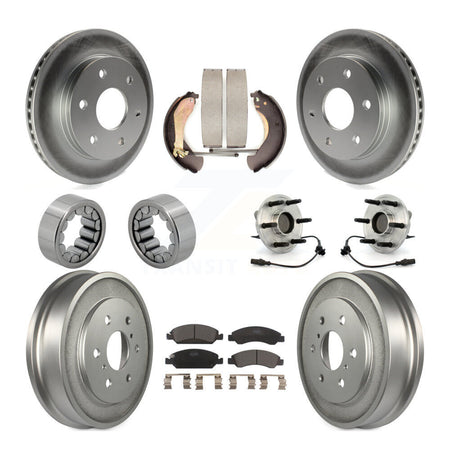 Front Rear Hub Bearing Coated Disc Brake Rotor & Pads Shoe Kit (10Pc) For GMC Sierra 1500 KBB-131996