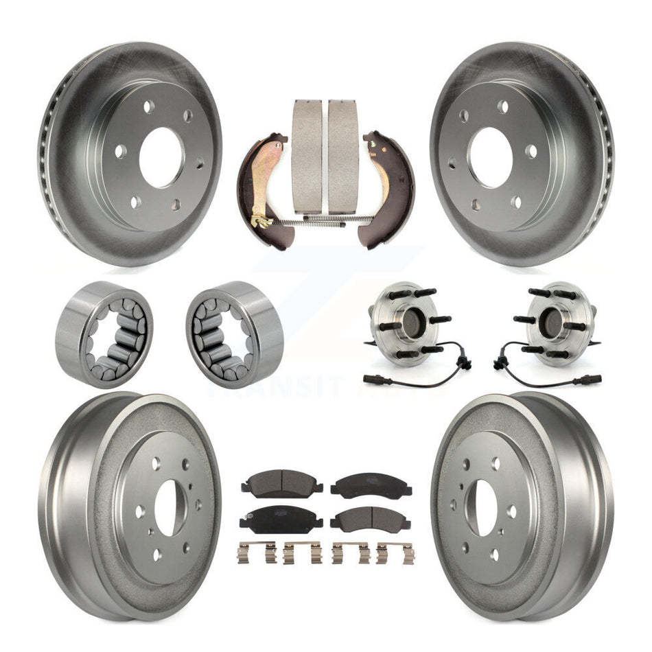 Front Rear Hub Bearing Coated Disc Brake Rotor & Pads Shoe Kit (10Pc) For GMC Sierra 1500 KBB-131996