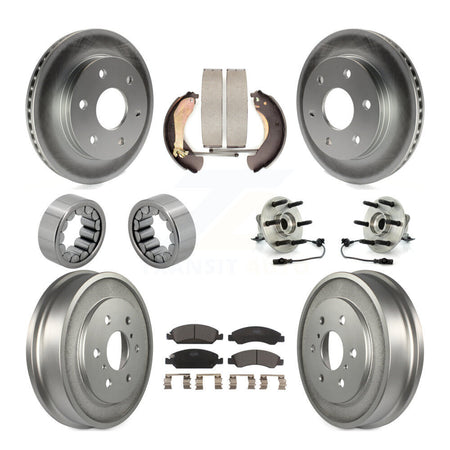 Front Rear Hub Bearing Coated Disc Brake Rotor & Pads Shoe Kit (10Pc) For GMC Sierra 1500 KBB-131997