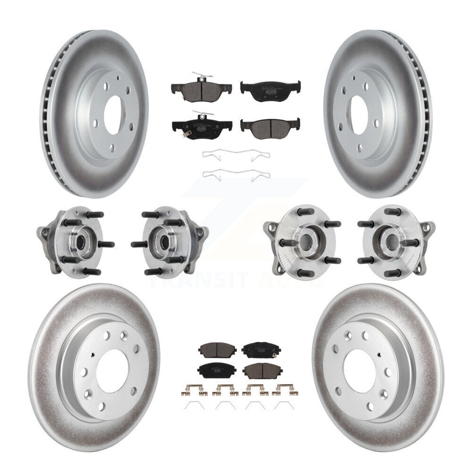 Front Rear Hub Bearing Coated Disc Brake Rotor & Pad Kit (10Pc) For 2021-2022 Mazda 3 AWD KBB-131998
