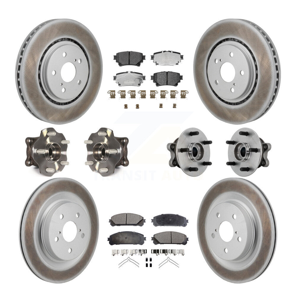 Front Rear Hub Bearing Coated Brake Rotor Pads Kit (10Pc) For 2021-2023 Toyota Sienna AWD KBB-131999