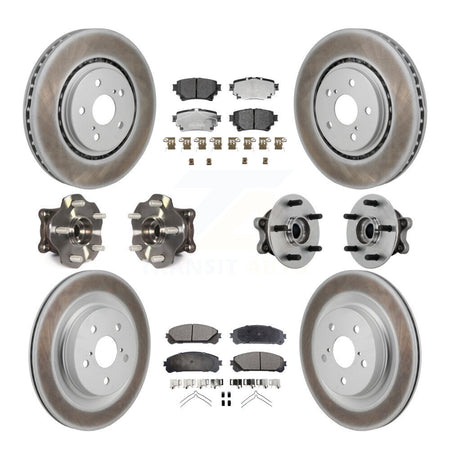 Front Rear Hub Bearing Coated Brake Rotor Pads Kit (10Pc) For 2021-2023 Toyota Sienna AWD KBB-131999