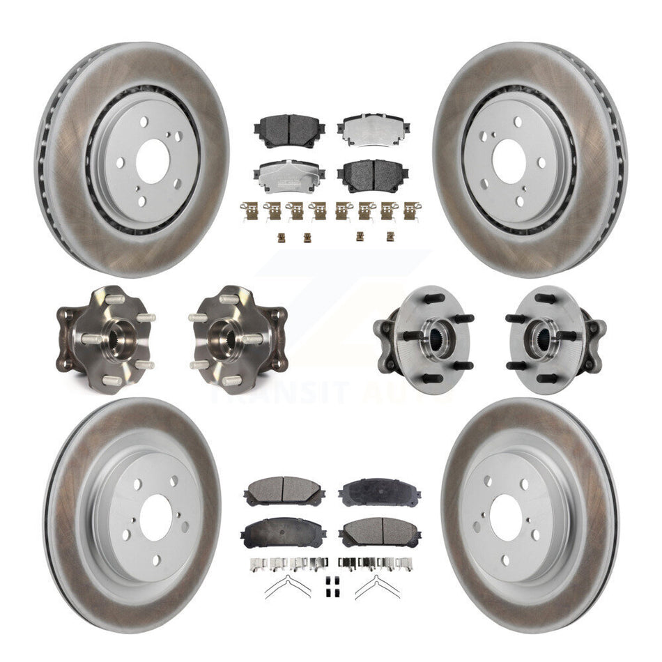Front Rear Hub Bearing Coated Brake Rotor Pads Kit (10Pc) For 2021-2023 Toyota Sienna AWD KBB-131999