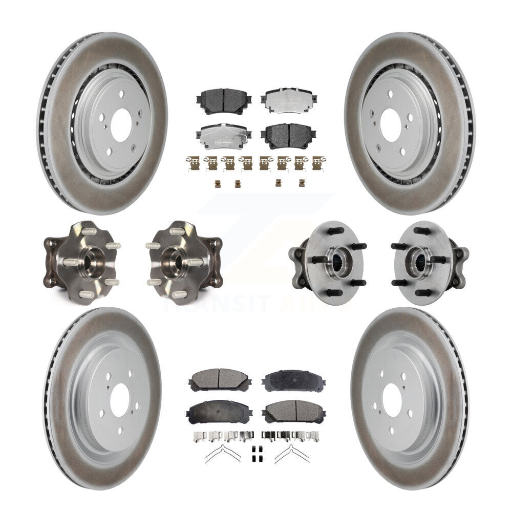 Front Rear Hub Bearing Coated Brake Rotor Pads Kit (10Pc) For 20-22 Toyota Highlander AWD KBB-132012