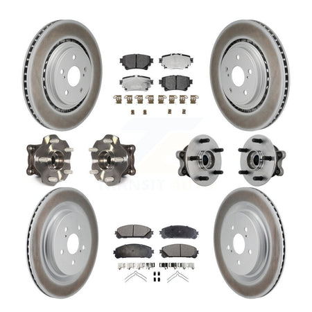 Front Rear Hub Bearing Coated Brake Rotor Pads Kit (10Pc) For 20-22 Toyota Highlander AWD KBB-132012