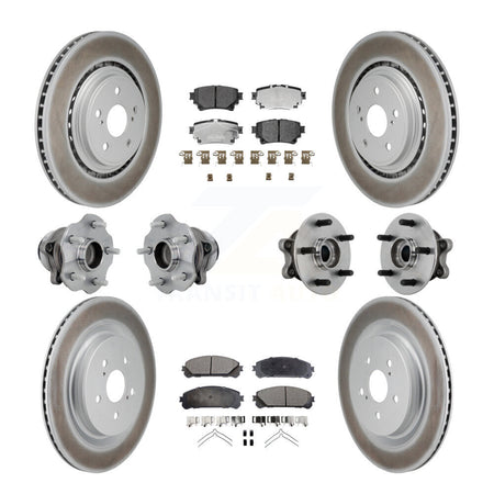 Front Rear Hub Bearing Coated Brake Rotor Pads Kit (10Pc) For 20-22 Toyota Highlander FWD KBB-132013
