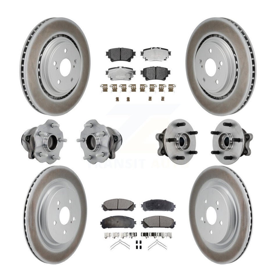 Front Rear Hub Bearing Coated Brake Rotor Pads Kit (10Pc) For 20-22 Toyota Highlander FWD KBB-132013