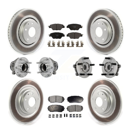 Front Rear Hub Bearing Coated Brake Rotor And Pad Kit (10Pc) For 2016-2021 Mazda CX-9 FWD KBB-132022